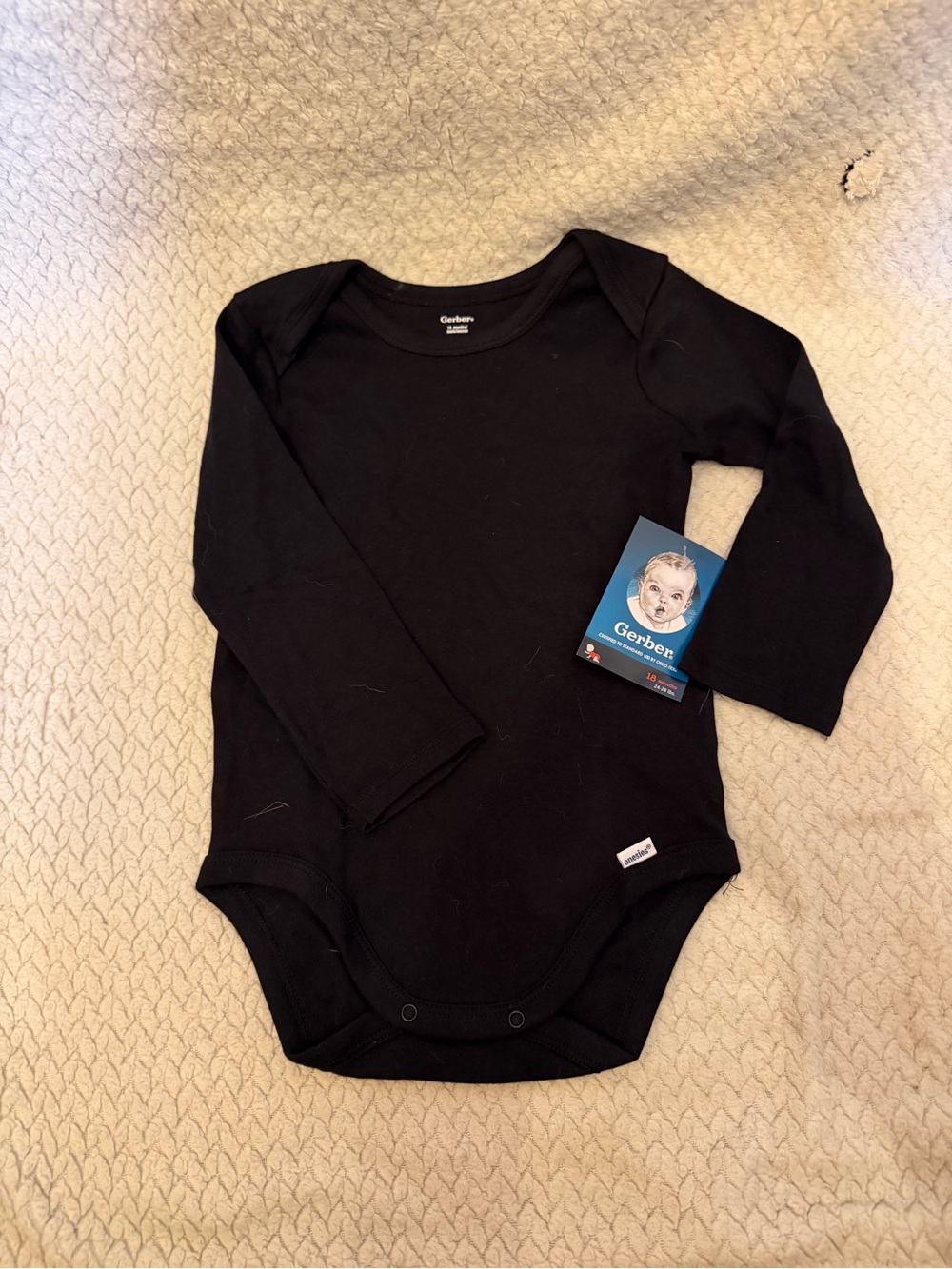 Gerber Black Long-Sleeve Baby One-Piece Bodysuit